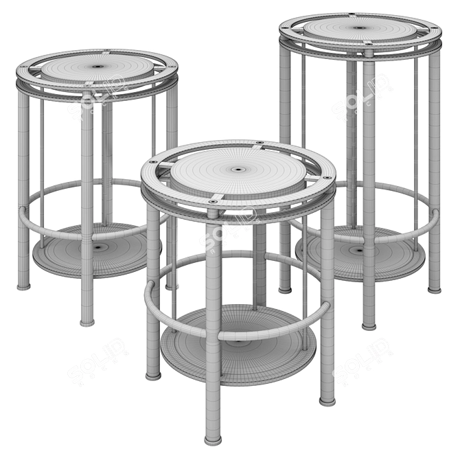 Modernistic Frame Side Tables - Set of 3 3D model image 5