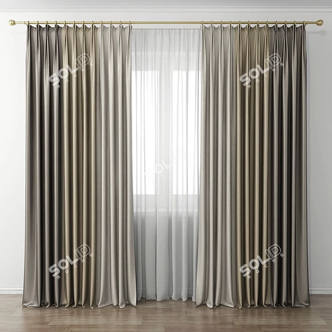 Elegant Sheer Window Curtains 3D model image 1