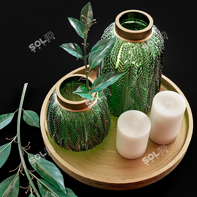 Elegant Leaf Vase Set 3D model image 2