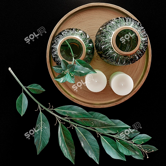 Elegant Leaf Vase Set 3D model image 3