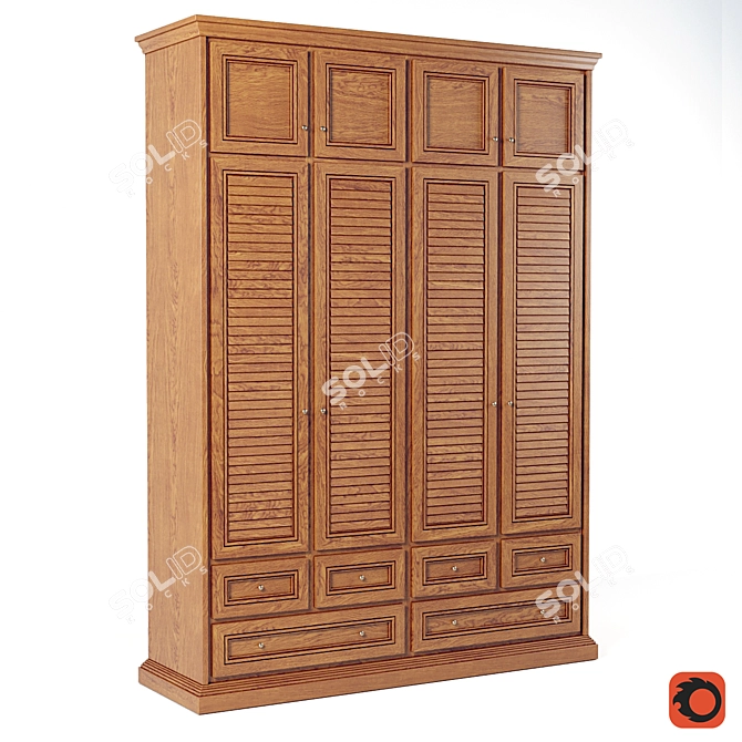 Red Wood Swing Cabinet 3D model image 1