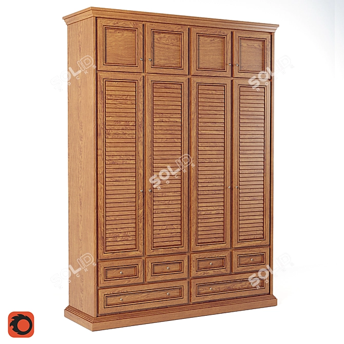 Red Wood Swing Cabinet 3D model image 4