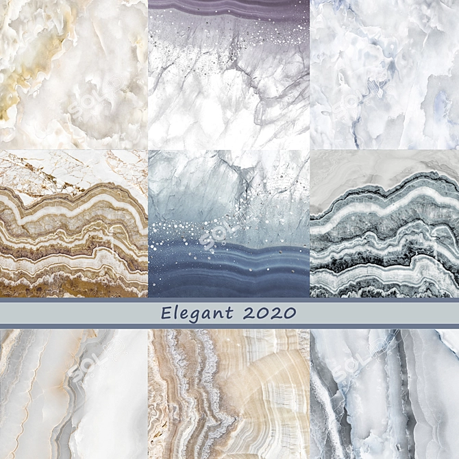 Elegant 20 Designer Wallpaper: Stone-Inspired Slabs 3D model image 1