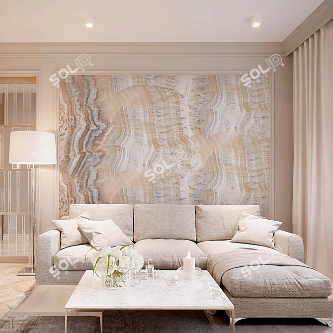 Elegant 20 Designer Wallpaper: Stone-Inspired Slabs 3D model image 2