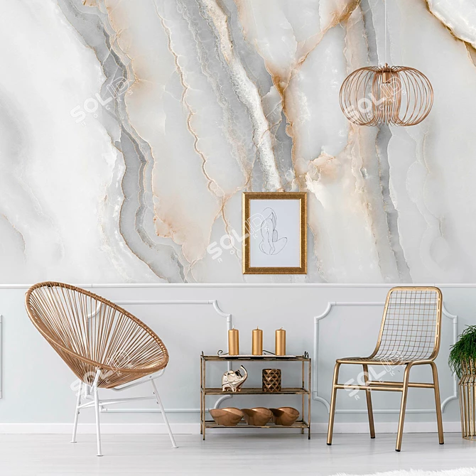 Elegant 20 Designer Wallpaper: Stone-Inspired Slabs 3D model image 5