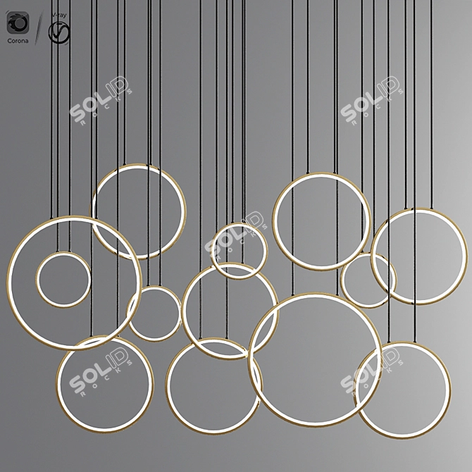 Minimalist Circle Rings Suspension Light 3D model image 1