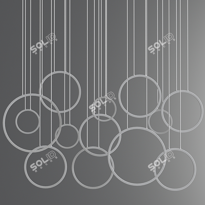 Minimalist Circle Rings Suspension Light 3D model image 2