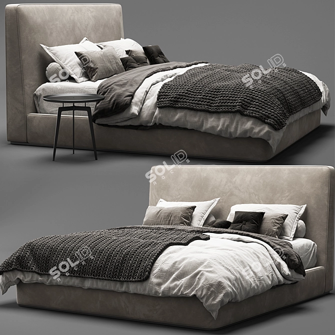 Modern Minotti Powell Bed 3D model image 1