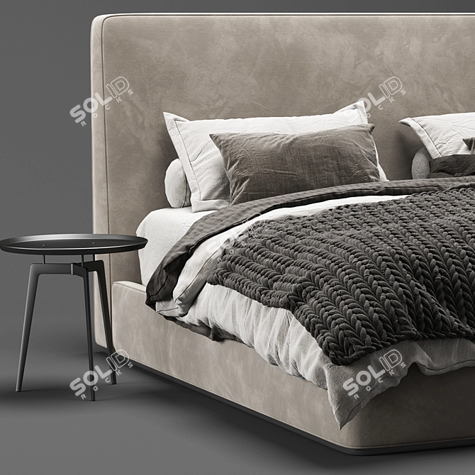 Modern Minotti Powell Bed 3D model image 2