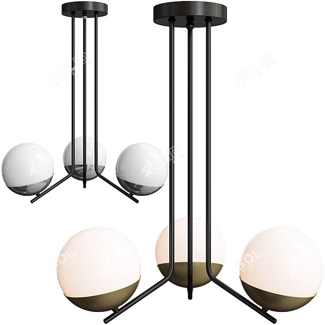 Jupiter Santa: Elegant 3-Light Chandelier 3D model image 1