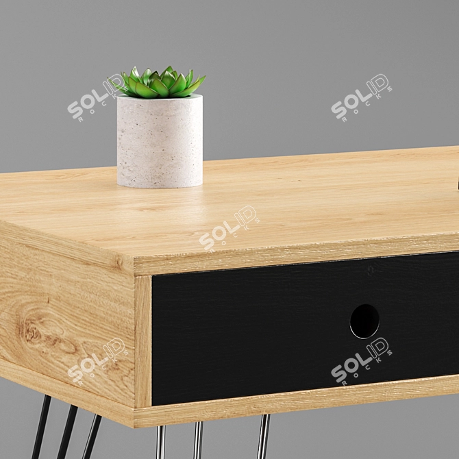 Modern Writing Desk with 3 Drawers 3D model image 3