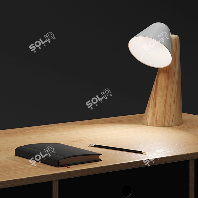 Modern Writing Desk with 3 Drawers 3D model image 4