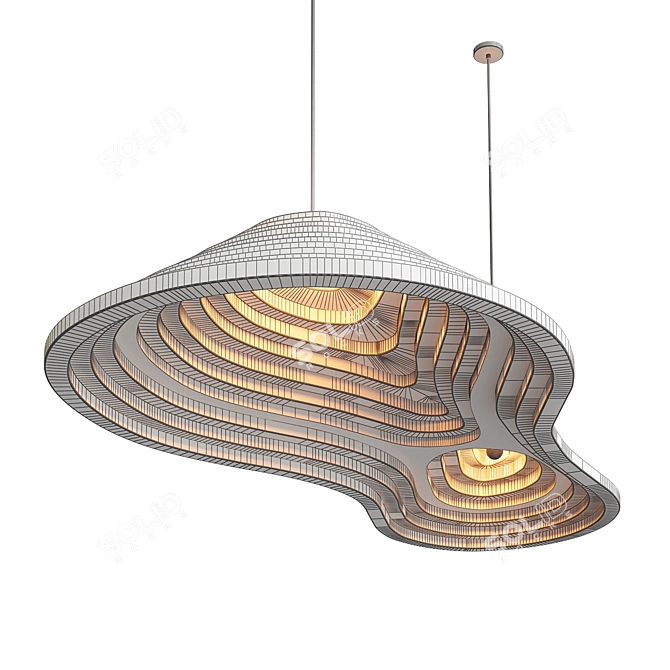 Rustic Rice Field Acoustic Lamp 3D model image 4