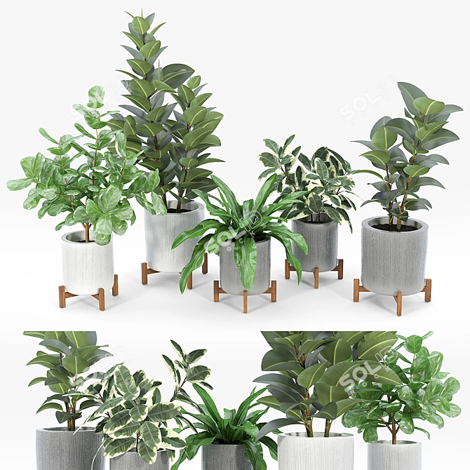 Bungalow Planter Set: Versatile and Stylish 3D model image 1