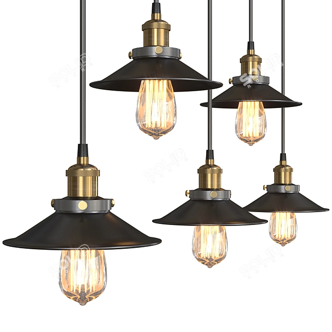 Industrial Loft Cone Pendant Chandelier 3D model image 3