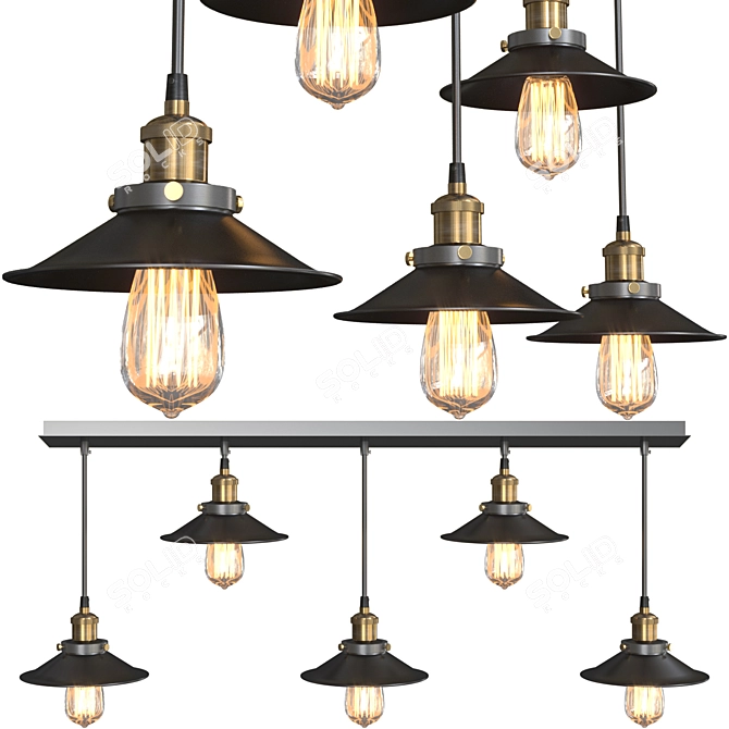 Industrial Loft Cone Pendant Chandelier 3D model image 6