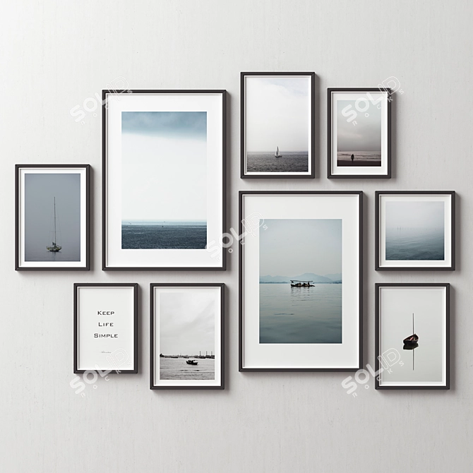 Versatile Picture Frames Set - Multiple Colors & Sizes 3D model image 4