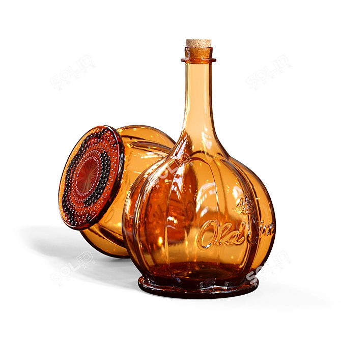 Vintage Glass Bottle 3D model image 3