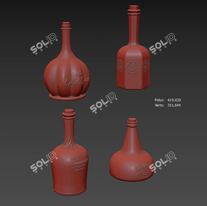 Vintage Glass Bottle 3D model image 4