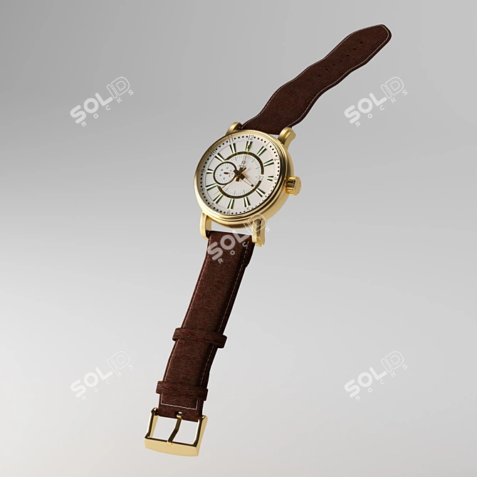 Elegant Golden Classic Wristwatch by Royal London 3D model image 2