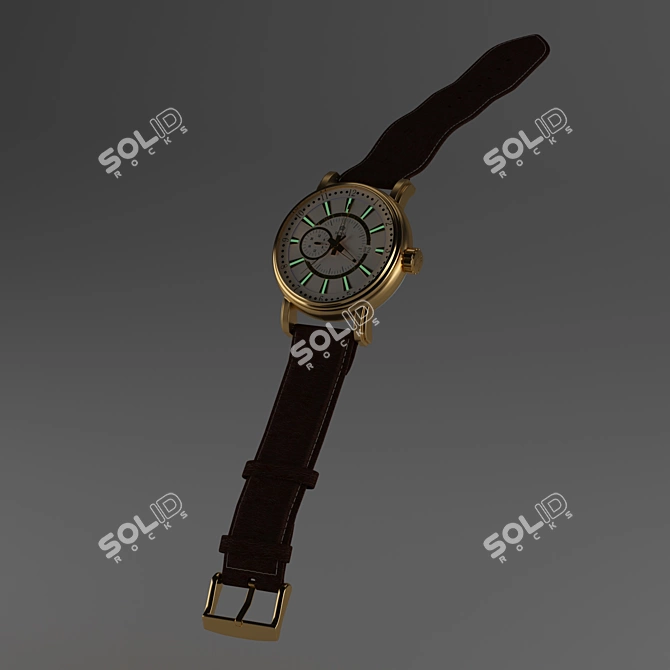 Elegant Golden Classic Wristwatch by Royal London 3D model image 3