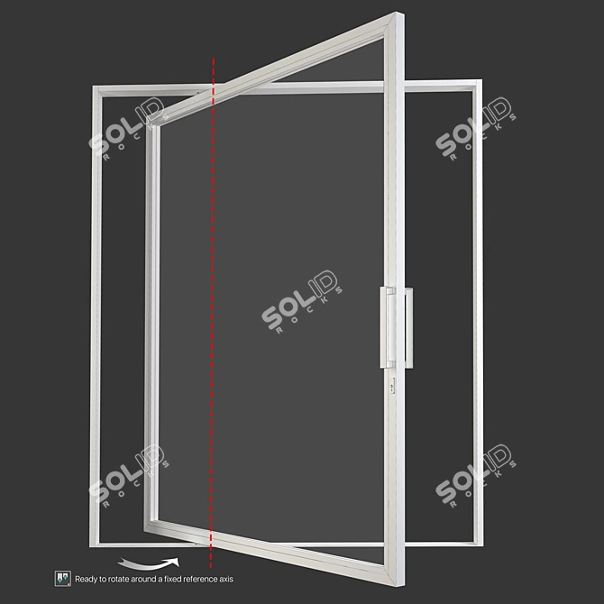 Sleek Aluminum Pivot Door 3D model image 2