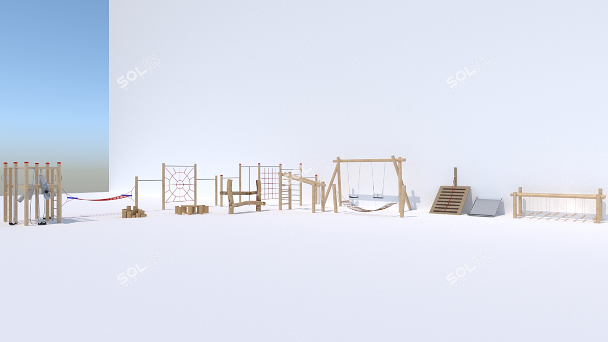Natural Wood Playground 3D model image 1