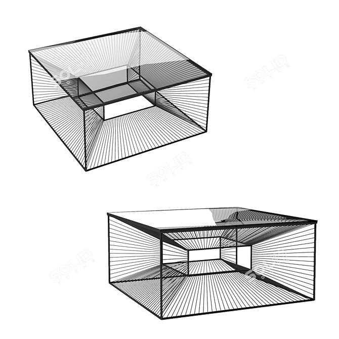 Sleek Steel & Glass Coffee Table 3D model image 1