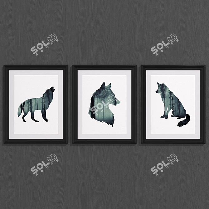 Wild Wolf Set: Modern Art Collection 3D model image 1