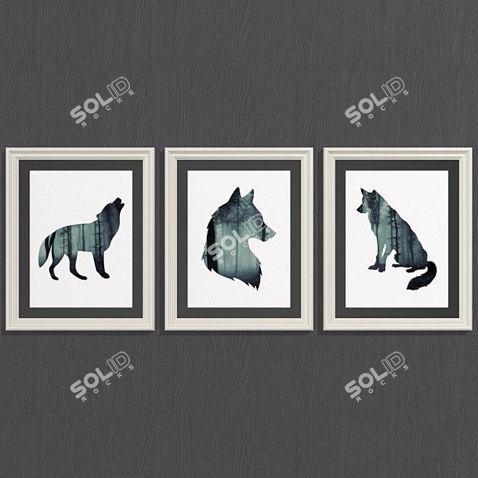 Wild Wolf Set: Modern Art Collection 3D model image 2