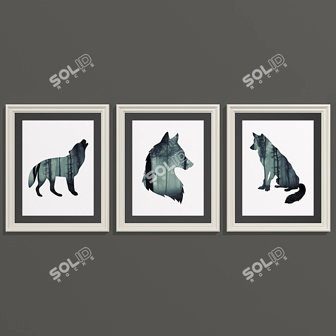 Wild Wolf Set: Modern Art Collection 3D model image 5