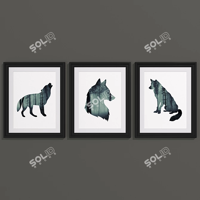 Wild Wolf Set: Modern Art Collection 3D model image 6