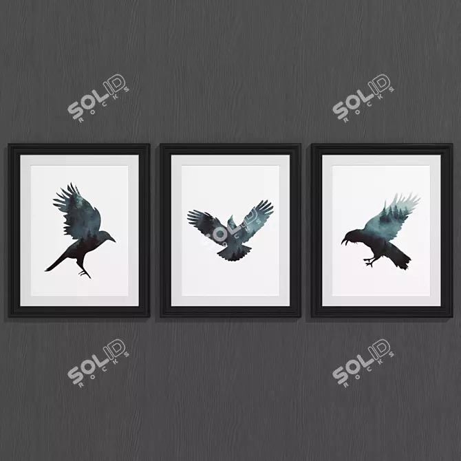 Enchanting Forest Raven Art Set 3D model image 1