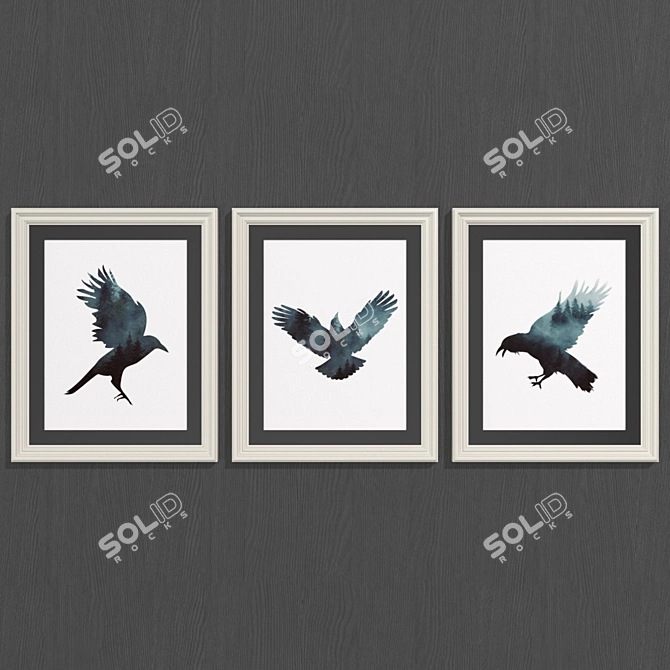 Enchanting Forest Raven Art Set 3D model image 2