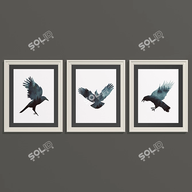 Enchanting Forest Raven Art Set 3D model image 5