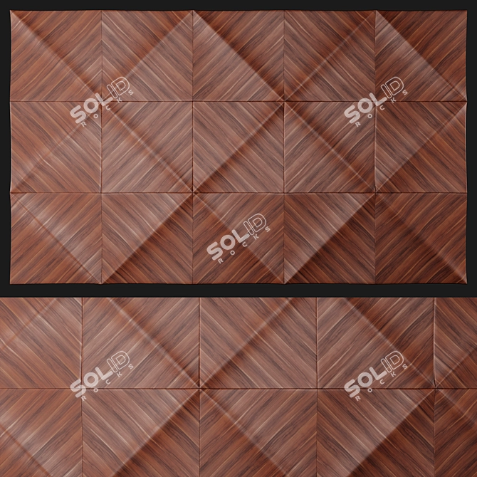 Natural Wood Wall Panel 3D model image 1