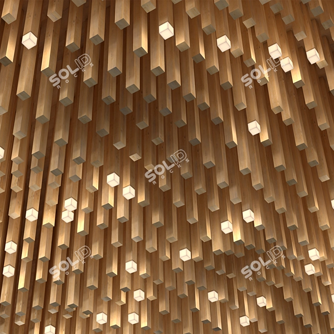 Faux Wood Ceiling Panels 3D model image 2