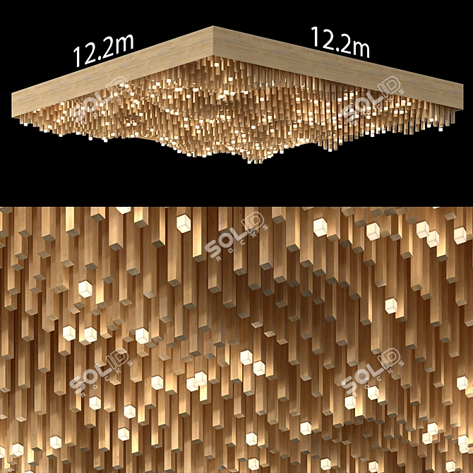 Faux Wood Ceiling Panels 3D model image 3