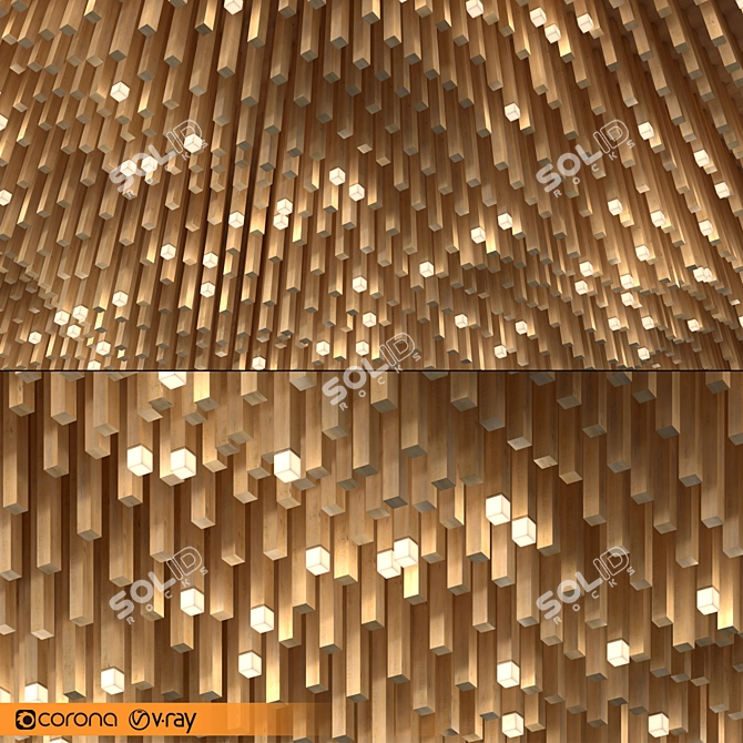 Faux Wood Ceiling Panels 3D model image 5