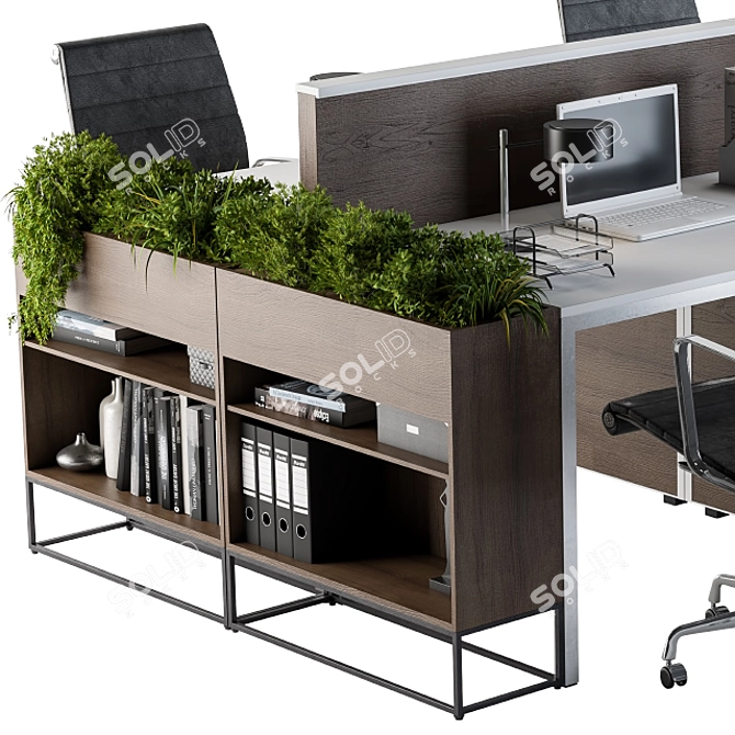Elegant Office Flower Box 3D model image 2
