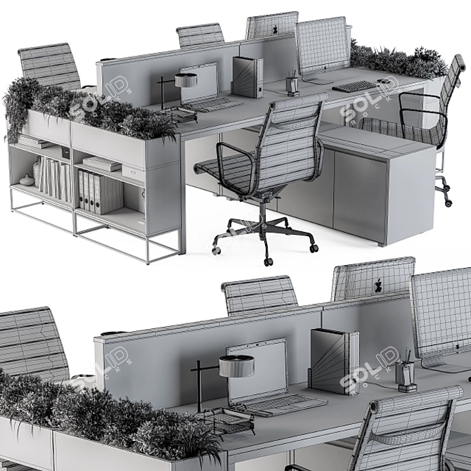 Elegant Office Flower Box 3D model image 4
