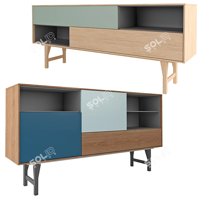 Contemporary Coloured Storage: Kuri Sideboard 3D model image 3