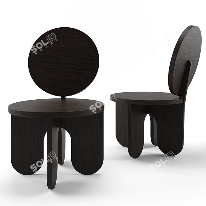 Elegant Wengue Lounge Chair 3D model image 2