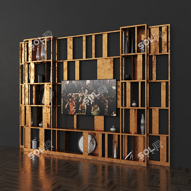 Elegant Metal Display Shelf 3D model image 2