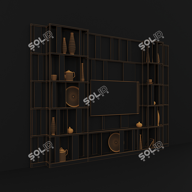 Elegant Metal Display Shelf 3D model image 3