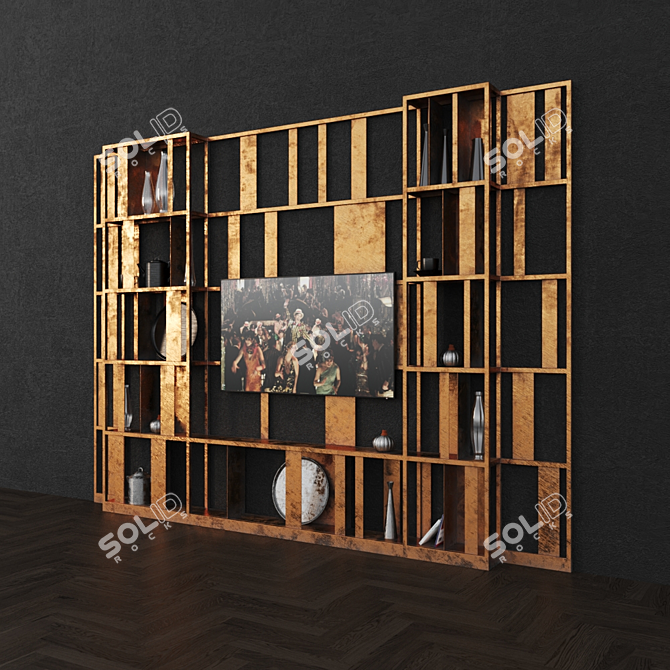 Elegant Metal Display Shelf 3D model image 5