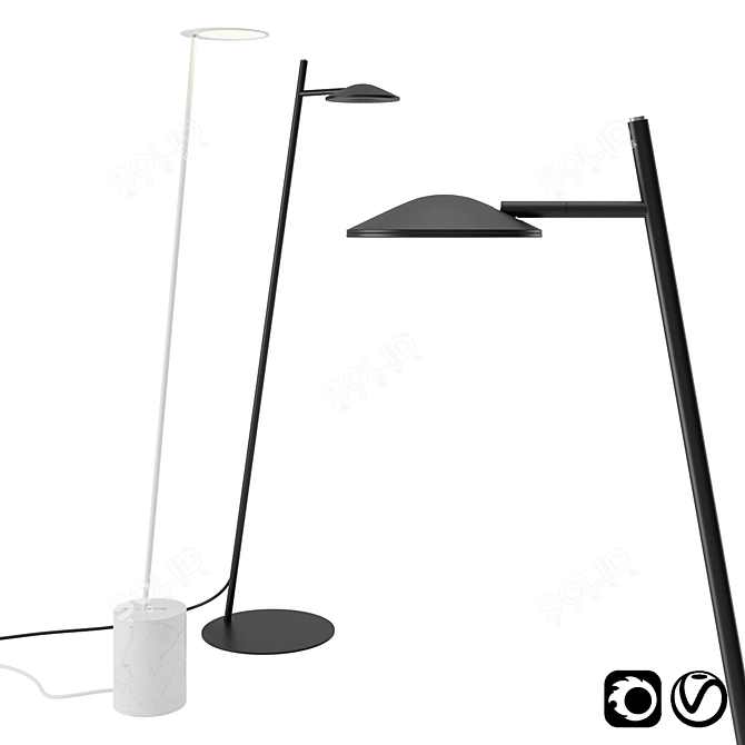 Circles and Rising Floor Lamp: Elegant Illumination by Millelumen 3D model image 1