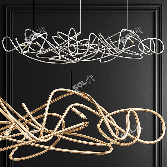 Modern Linear Chandelier: Terzani Doodle 3D model image 1