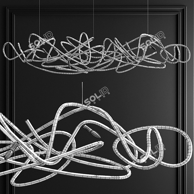 Modern Linear Chandelier: Terzani Doodle 3D model image 2