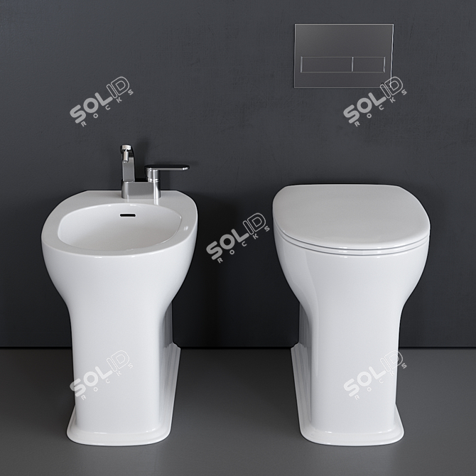 Madre Ceramic WC & Bidet Set 3D model image 2